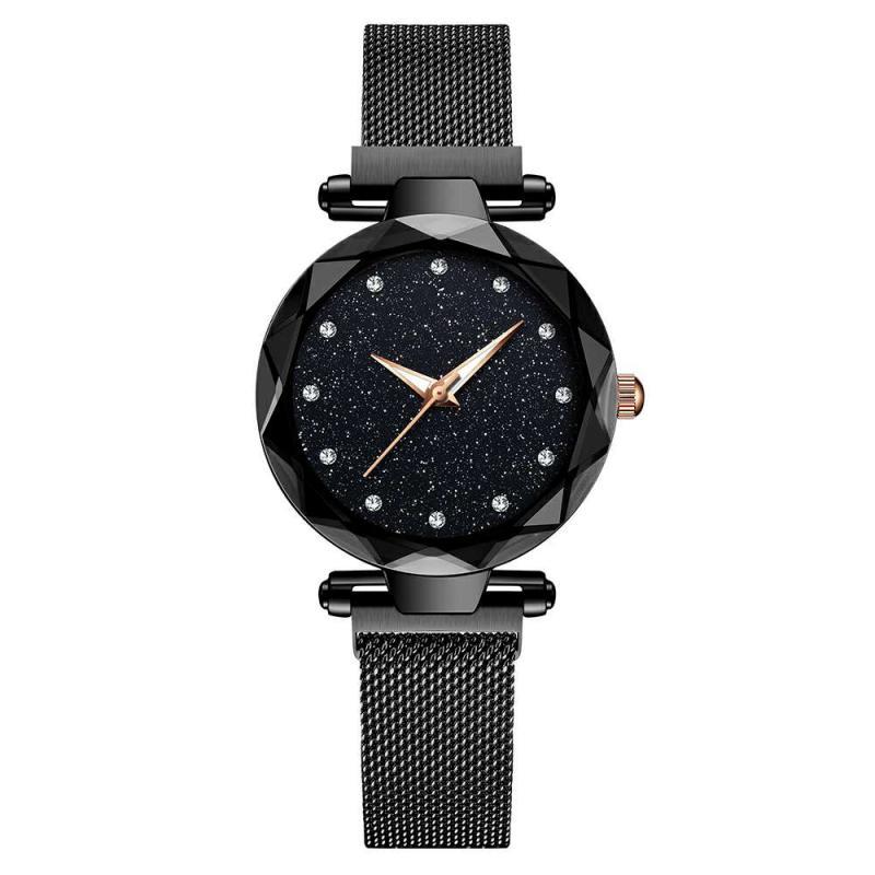 Relógio feminino preto, azul, roxo, dourado + pulseira grátis
